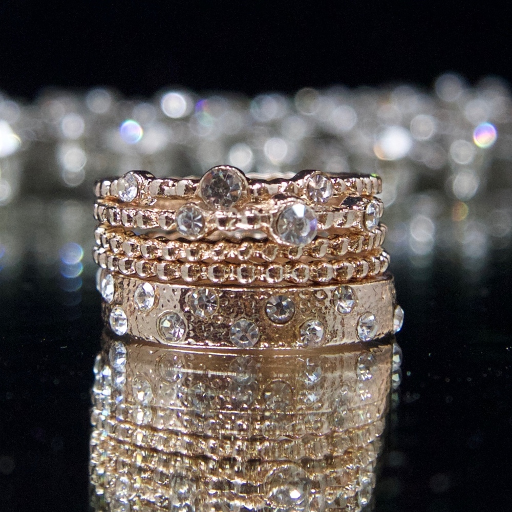14kt Gold Dipped Swarovski Stack Rings - Picture 3 of 8